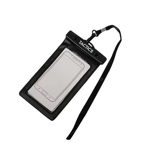 Tactics Universal Phone Case Waterproof Phone Bag Float -Able Clear Window Case Cellphones For Swimming -Black