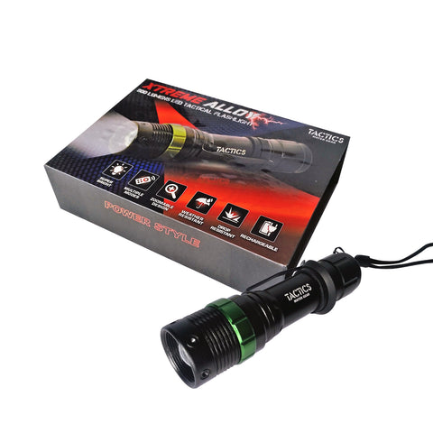 Tactics Xtreme Alloy Rechargeable Flashlight 800 Lumens-Black