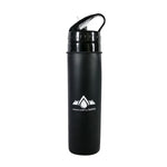 Tactics Outdoor Collapsible Silicone Squeeze Foldable Sports Water Bottle-Black